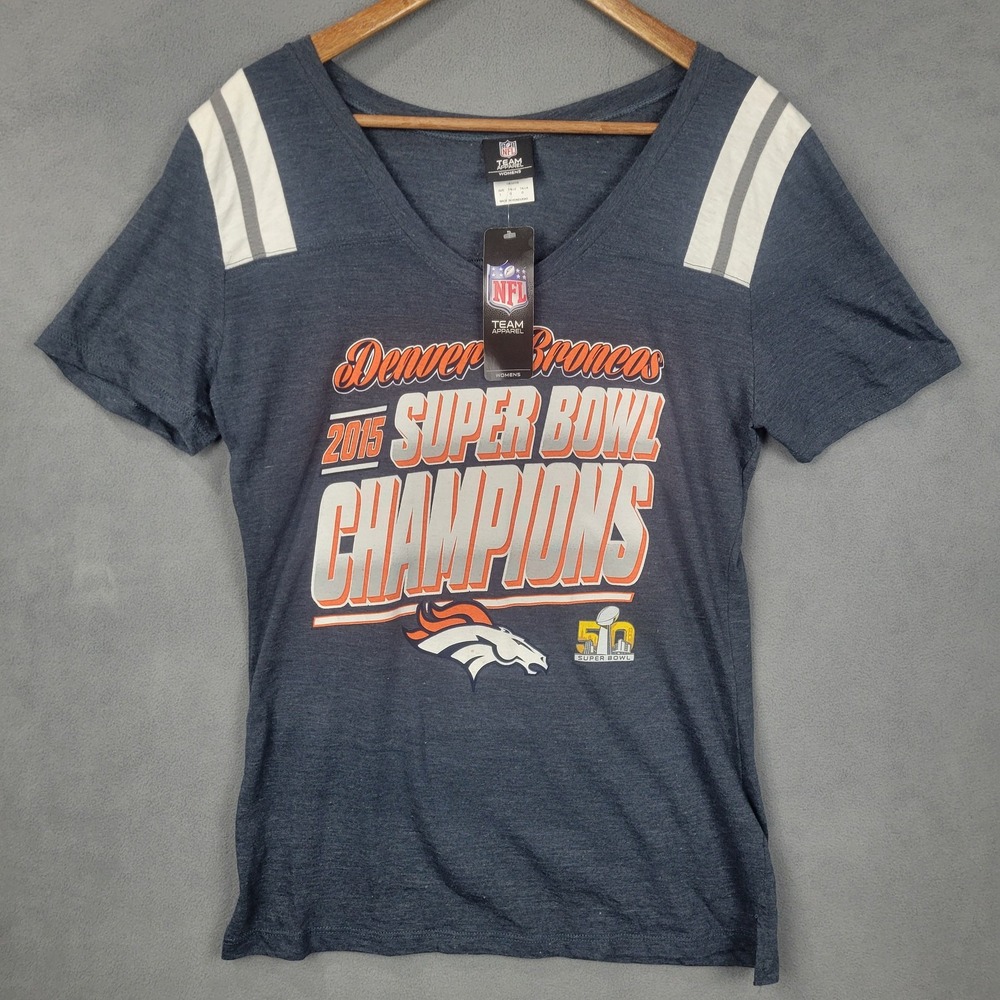 Denver Broncos Shirt Womens Large NFL Football Super Bowl 50 Champions Team Appa